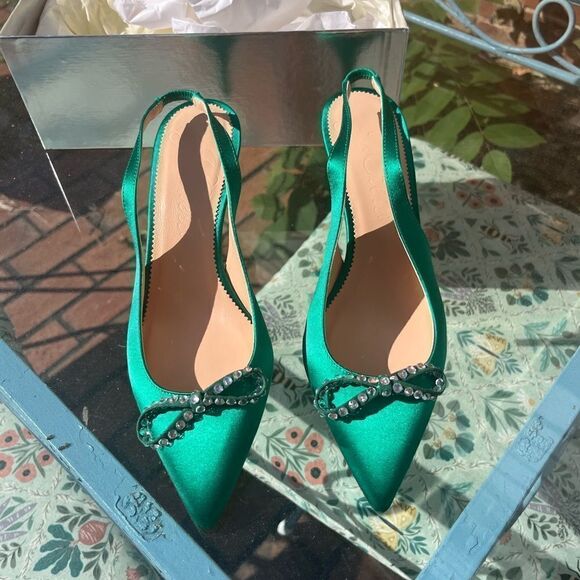 J Crew Colette Slingback Pumps with Crystal Bow NIB - Picture 10 of 11